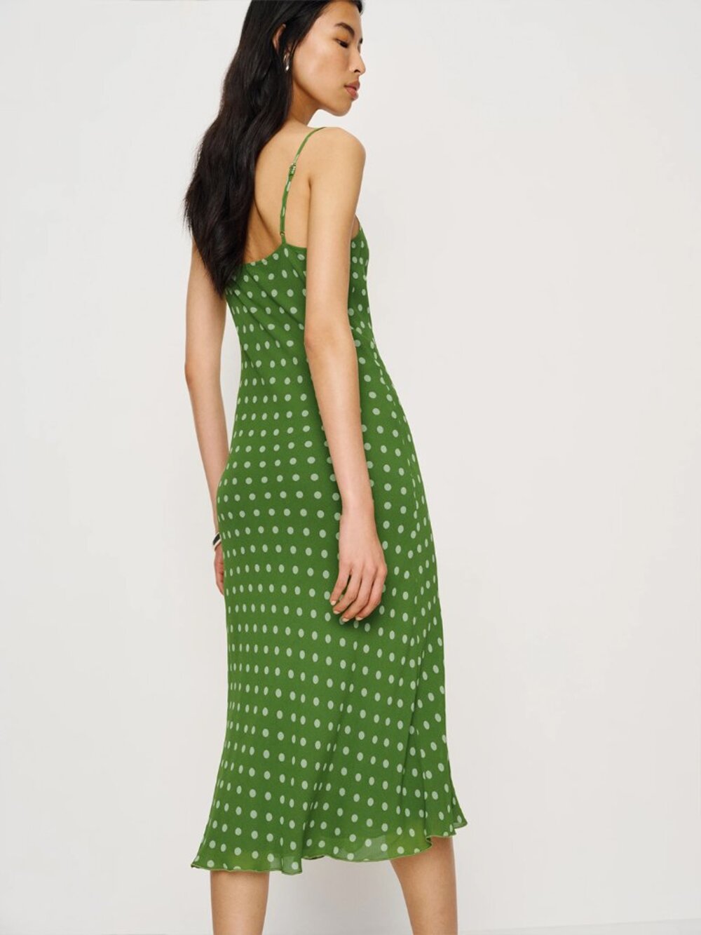 Reformation Emerick Dress in Green Polka Dot - XS - Picture 4 of 7